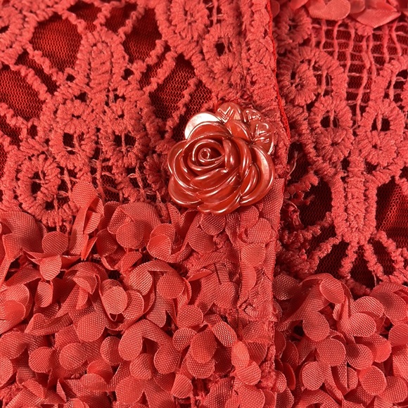 Pretty Angels, Button up Cardigan Blazer, Rose buttons, Small, Salmon, Red,Pink - Picture 6 of 11